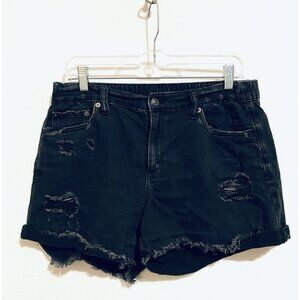 Aerie Shorts Womens Medium Black Denim Distressed Cutoff Beachy Boho Festival